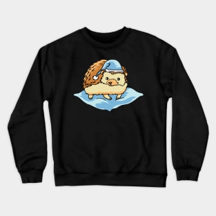 A cute hedgehog with a pillow Crewneck Sweatshirt